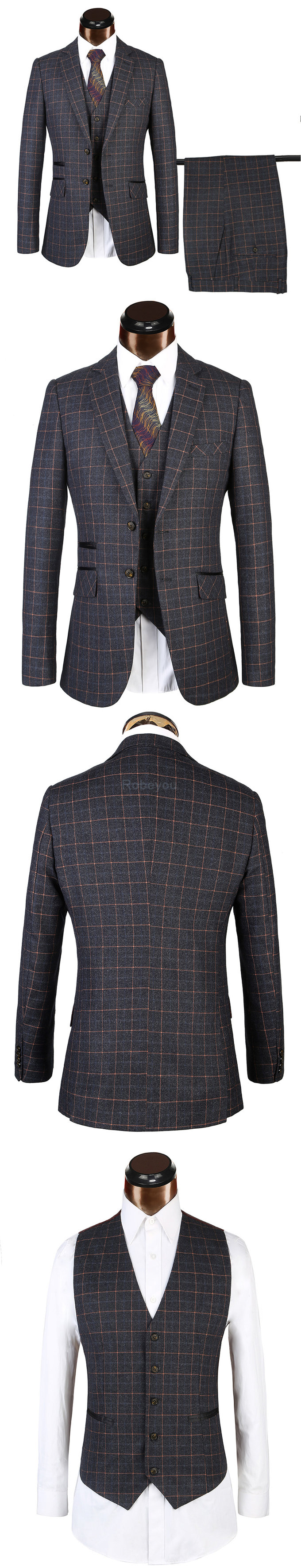 Plaid costume costume d'affaires mâle blazer mariage élégant homme