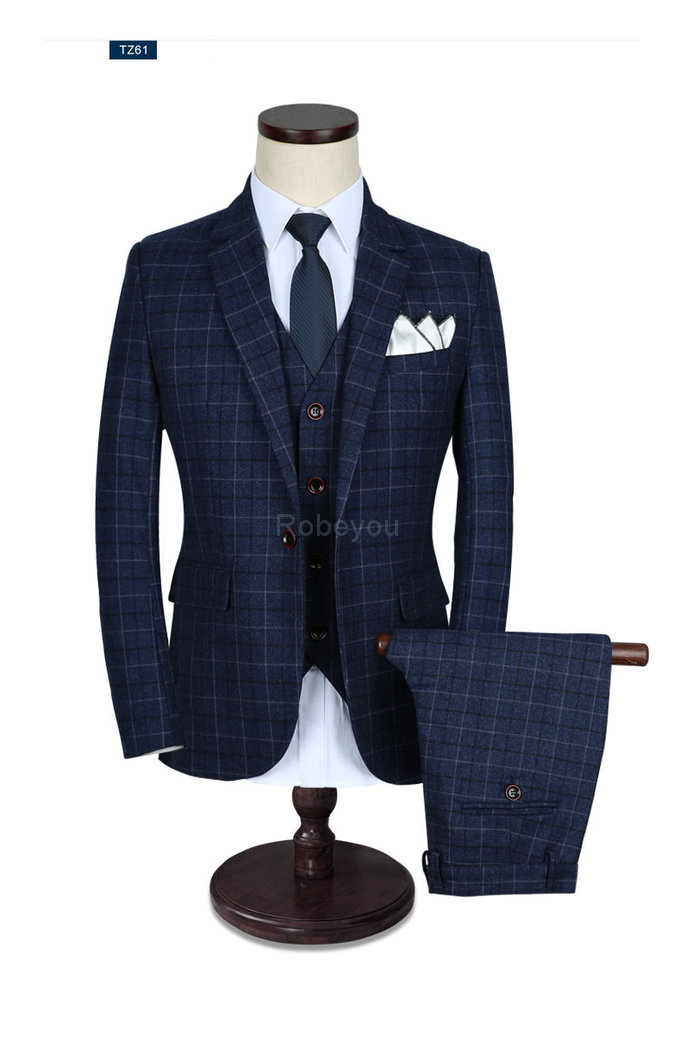 Costume hommes costumes pour hommes plaid robe de mariée hommes 3 pièces slim fit