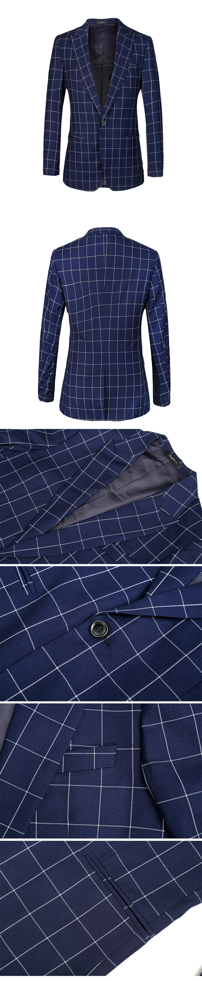 Plaid costume printemps pour mariage veste la taille européenne costumes bleu