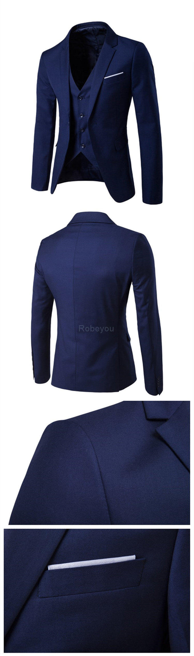 Hommes d'affaires veste pantalon ensembles groomsman blazers slim costumes