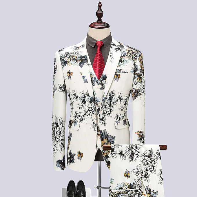 Blazer hommes floral costumes blazer marié imprimé costume mode